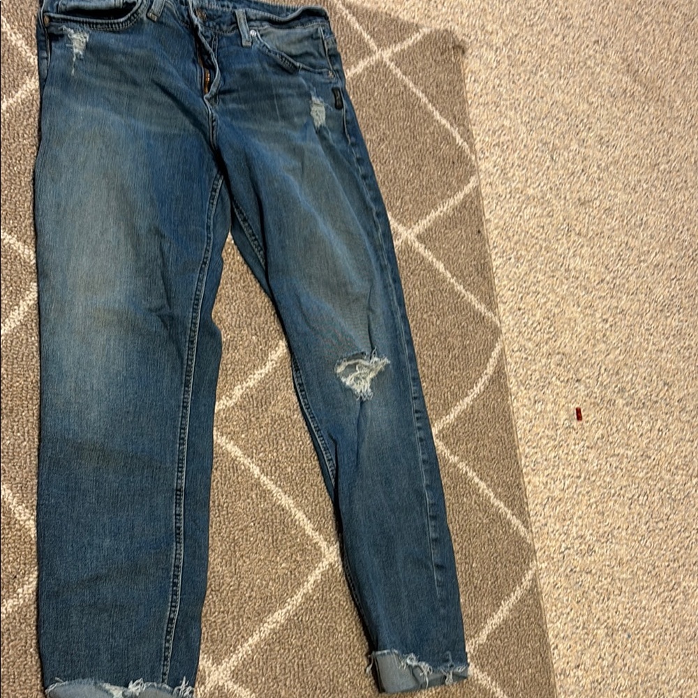 Silver Jeans Blue Boyfriend Jeans with Distressed Details